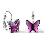 T400 Blue Purple Pink Crystal Butterfly Earrings Lever Back Graduation Gift for Women Girls