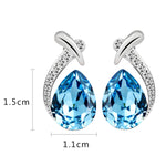 T400 Blue Waterdrop Crystal Pendant Necklace & Stud Earrings Jewelry Sets Women