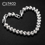 T400 White Link Tennis Bracelet Pendant Necklace Cubic Zirconia Wedding Gift for Women