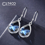 T400 925 Sterling Silver Blue Butterfly Crystal Jewelry Set Pedant Necklace Earrings Gift for Women