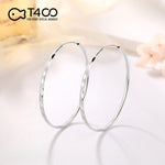 T400 3 mm Diamond Cut 925 Sterling Silver Hoop Earrings Large and Small Gift for Women