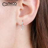 T400 925 Sterling Silver Small Tiny Crown Hoop Earrings with Cubic Zirconia Unisex Gift Hoops for Women Girls Men Boys
