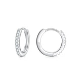 T400 925 Sterling Silver Small Tiny Hoop Earrings with Cubic Zirconia Unisex Gift Hoops for Women Girls Men Boys