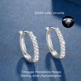 T400 925 Sterling Silver Small Tiny Hoop Earrings with Cubic Zirconia Unisex Gift Hoops for Women Girls Men Boys