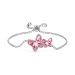 T400 Blue Purple Pink Crystal Butterfly Link Bracelet Birthday Gift for Women Girls