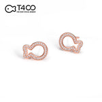 T400 925 Sterling Silver Rose Gold Clownfish Cubic Zirconia Hollow Out Stud Earrings for Women