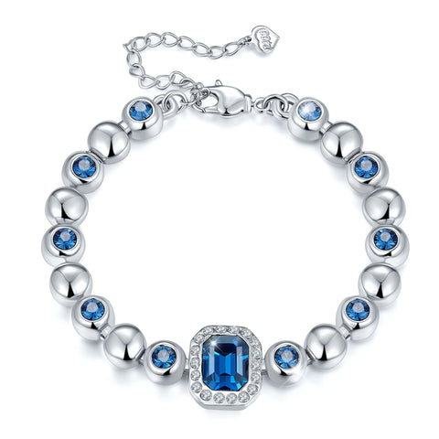 T400 Navy Blue Crystal Vintage Tennis Bracelet for Women 5.5"+1.6"