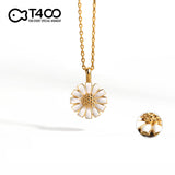 T400 Sunflower 925 Sterling Silver Plant Flowers Necklace for Women Love Gift