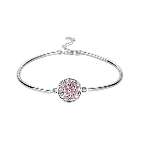 T400 Pink Snowflake 925 Sterling Silver  Cubic Zirconia Bracelet for Women Love Gift