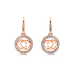 T400 925 Sterling Silver Rose Gold Chic&Cool Cubic Zirconia Round Earrings for Women
