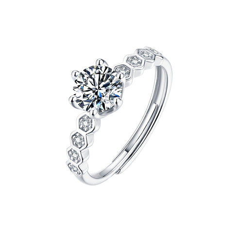 T400 Nine Stars Moissanite Open Ring 925 Sterling Silver Diamond Wedding Gift for Women