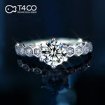 T400 Nine Stars Moissanite Open Ring 925 Sterling Silver Diamond Wedding Gift for Women