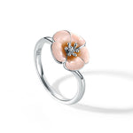 T400 Sakura 925 Sterling Silver Pink Romance Open Ring for Women Gift