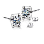 T400 925 Sterling Silver Cube Shape Cubic Zirconia Stud Earrings for Women Men