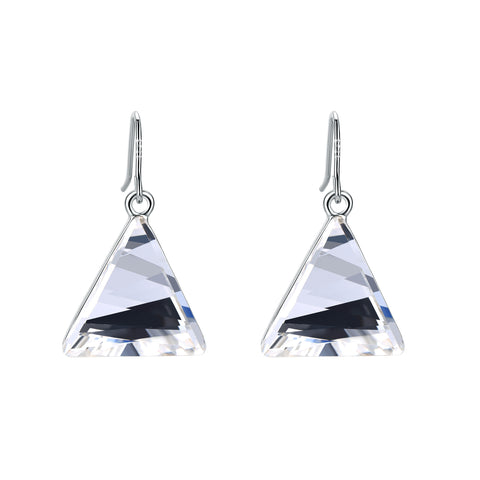 T400 White Triangle Crystal Dangling Drop Earrings Birthday Gift for Women Girls