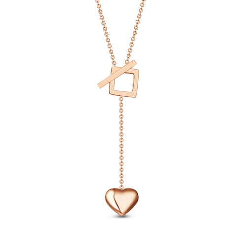 T400 "Heart Of Soul" Titanium Steel Pendant Necklace, Rose Gold 16" for Women Love Gift