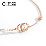 T400 925 Sterling Silver Bracelet Rose Gold Chic&Cool Cubic Zirconia Link Bracelet for Women