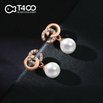 T400 925 Sterling Silver Natural Cultured Freshwate Pearl Chic&Cool Drop Earrings for Women