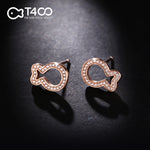 T400 925 Sterling Silver Rose Gold Clownfish Cubic Zirconia Hollow Out Stud Earrings for Women