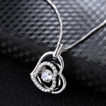 T400 925 Sterling Silver Pendant Necklace Dancing Stone Cubic Zirconia Women
