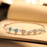 T400 "Blue love" Sterling Silver Crystal Bangle Bracelet for Women Love Gift