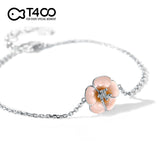 T400 Sakura 925 Sterling Silver Bangle Romance Bracelet for Women Love Gift