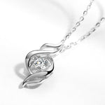 T400 925 Sterling Silver Dancing Stone Pendant Necklace Cubic Zirconia Women
