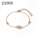 T400 925 Sterling Silver Anklet Rose Gold Chic&Cool Link Bracelet Cubic Zirconia Women