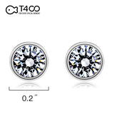 T400 925 Sterling Silver Cubic Zriconia Stud Earrings Unisex Gift for Women Men