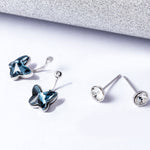 T400 BLue Butterfly Crystal Earrings Gift for Women Girls