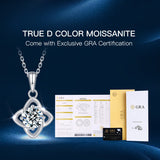T400 Clover Moissanite Pendant Necklace 925 Sterling Silver 1 Carat Diamond Gift for Women