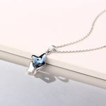 T400 925 Sterling Silver Blue Crystal Butterfly Pendant Necklace for Women Girls