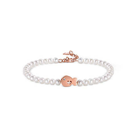 T400 Clownfish Natural Pearl 925 Sterling Silver Cubic Zirconia Bracelet for Women