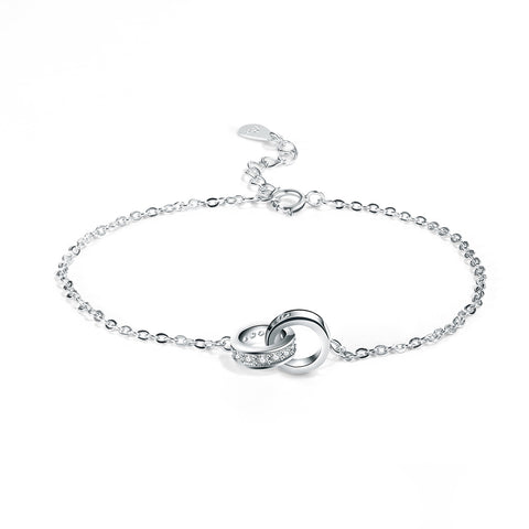 T400 "Dependent" 925 Sterling Silver Cubic Zirconia CZ Link Bracelet Gift for Women