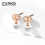 T400 925 Sterling Silver Natural Cultured Freshwate Pearl Chic&Cool Drop Earrings for Women