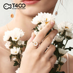 T400 Sunflower 925 Sterling Silver Plant Flowers Open Ring for Women Love Gift
