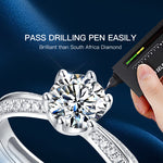 T400 Eternity Moissanite Open Ring 925 Sterling Silver Diamond Wedding Gift for Women