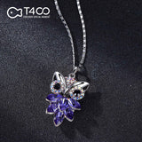 T400 Wisdom Owl Blue Purple Pink Gold Pendant Necklace Crystals Graduation Gift for Girls Women
