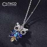 T400 Wisdom Owl Blue Purple Pink Gold Pendant Necklace Crystals Graduation Gift for Girls Women