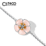 T400 Sakura 925 Sterling Silver Bangle Romance Bracelet for Women Love Gift