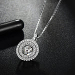 T400 925 Sterling Silver Dancing Stone Cubic Zirconia Pendant Necklace