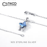 T400 925 Sterling Silver Blue Crystal Butterfly Pendant Necklace for Women Girls