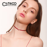 T400 925 Sterling Silver Chic&Cool Red Ribbon Chocker Pendant Necklace Cubic Zirconia Gift for Women