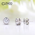 T400 925 Sterling Silver Cubic Zriconia Stud Earrings Unisex Gift for Women Men