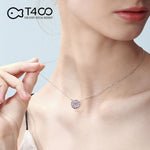 T400 Pink Snowflake 925 Sterling Silver  Cubic Zirconia Pendant Necklace for Women Love Gift