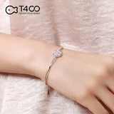 T400 Pink Snowflake 925 Sterling Silver  Cubic Zirconia Bracelet for Women Love Gift