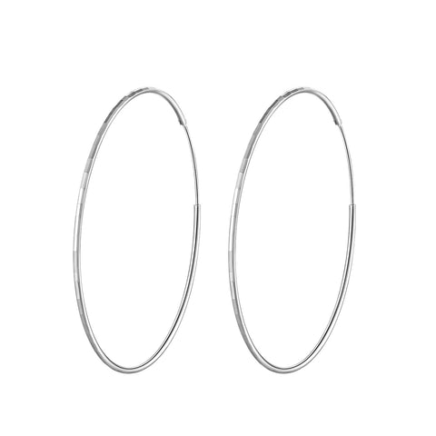T400 1.5 mm Diamond Cut 925 Sterling Silver Hoop Earrings Large and Small Hoops Gift for Women