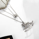 T400 "Hobbyhorse" Long Sweater Chain Pendant Necklace Cubic Zirconia Faux Pearl Gift for Women Girl