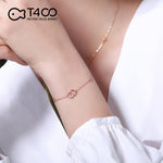 T400 925 Sterling Silver Bracelet Rose Gold Chic&Cool Cubic Zirconia Link Bracelet for Women