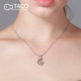 T400 925 Sterling Silver Fox Dancing Stone Cubic Zirconia Pendant Necklace Gift for Women Girls